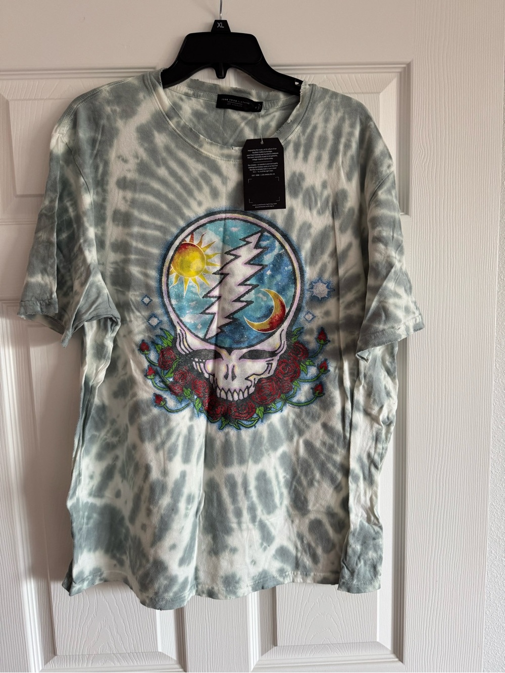 Junk Food Clothing Green Tie-Dye Grateful Dead Skull Sun & Moon Tee